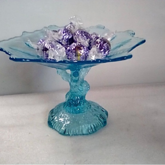 Vintage Ice Blue Oak Tree Trunk Compote - Picture 1 of 3